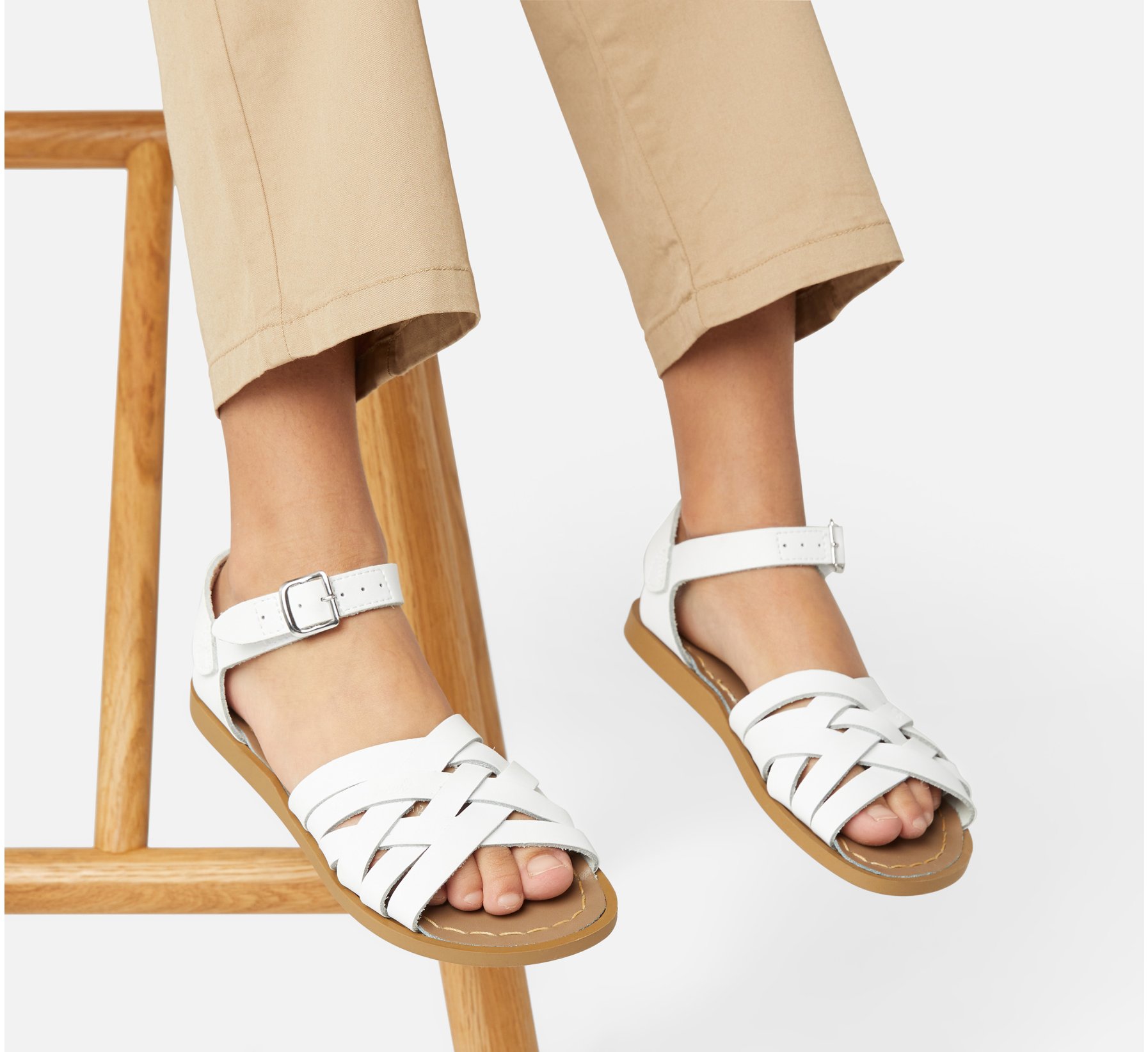 Retro White Kids Sandals - Salt Water Sandals