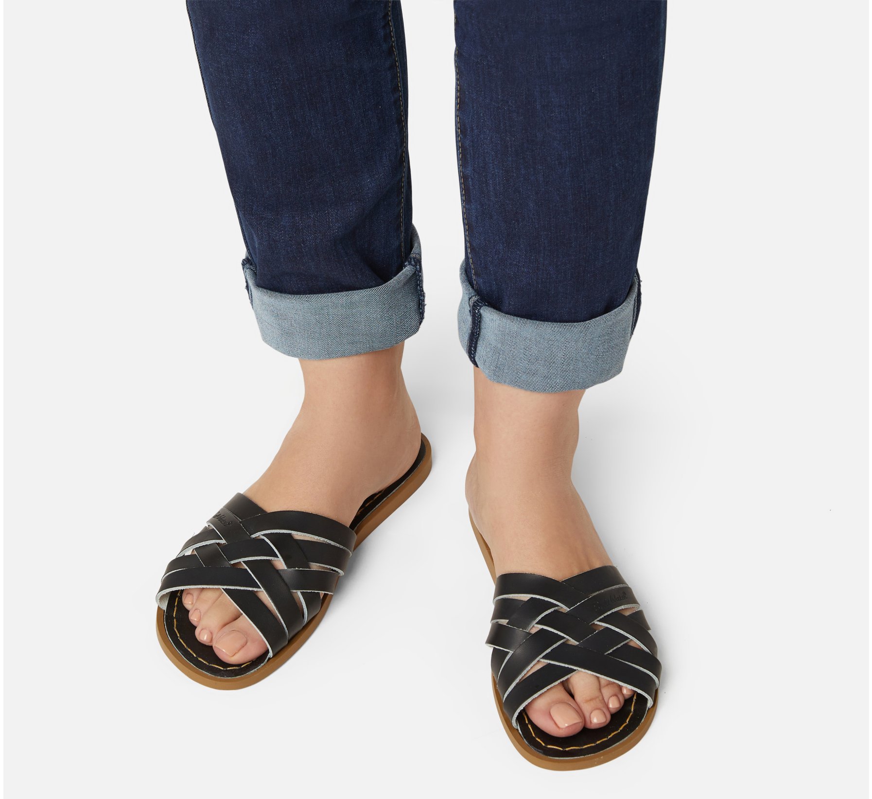 Retro Slide Black Sandal - Salt Water Sandals